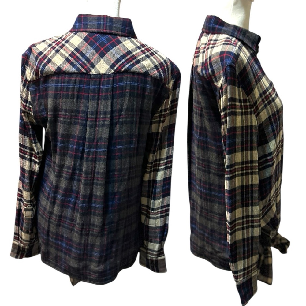 Rag & Bone Felicity Felicia Plaid Tie Waist Viscose Wool Shirt - Picture 4 of 9